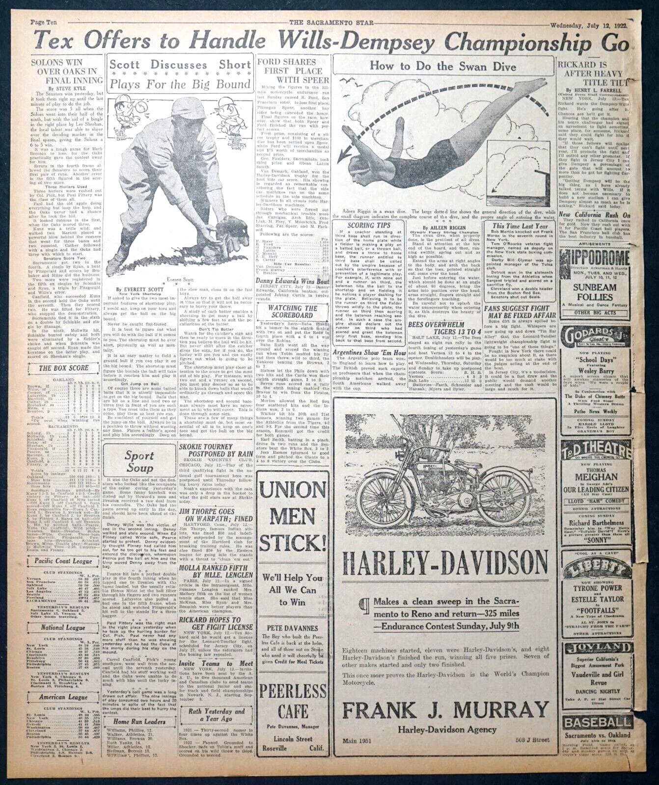1922 Newspaper Ad - Harley-Davidson Wins Sacramento to Reno Endurance Contest 2