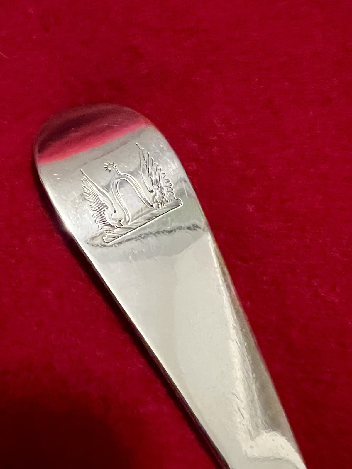 C.1761 Georgian Sterling Silver Crested Hanoverian Soup Ladle Alexander Johnston 5