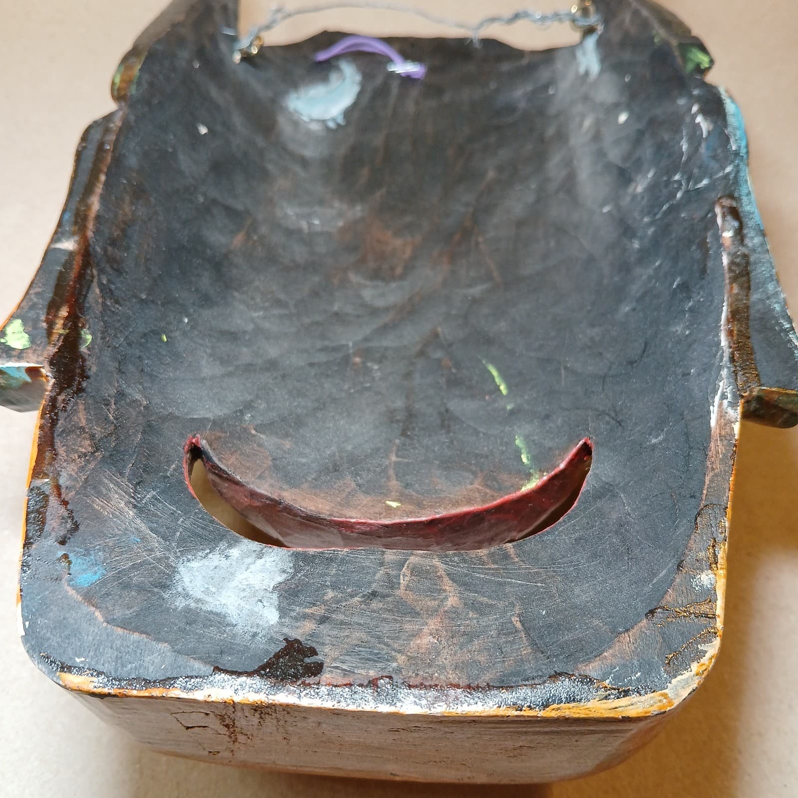 Hand Carved Wooden Tiki Tribal Face Masks Wall Art Decor Lot of 3 Unique Wired 4