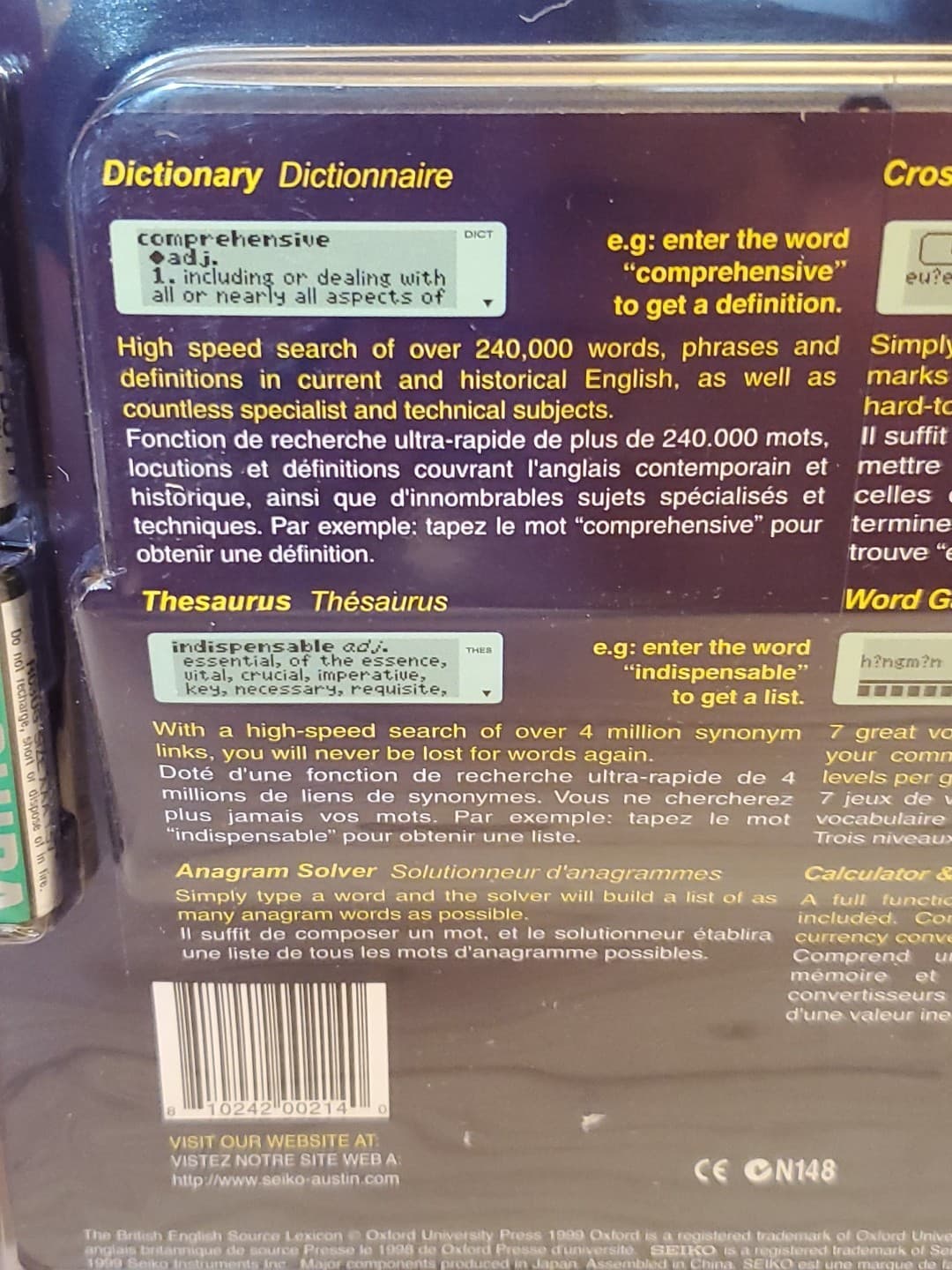 1999 Seiko Consise Oxford Dictionary Thesaurus & Spellchecker Model ER6000 NEW 6