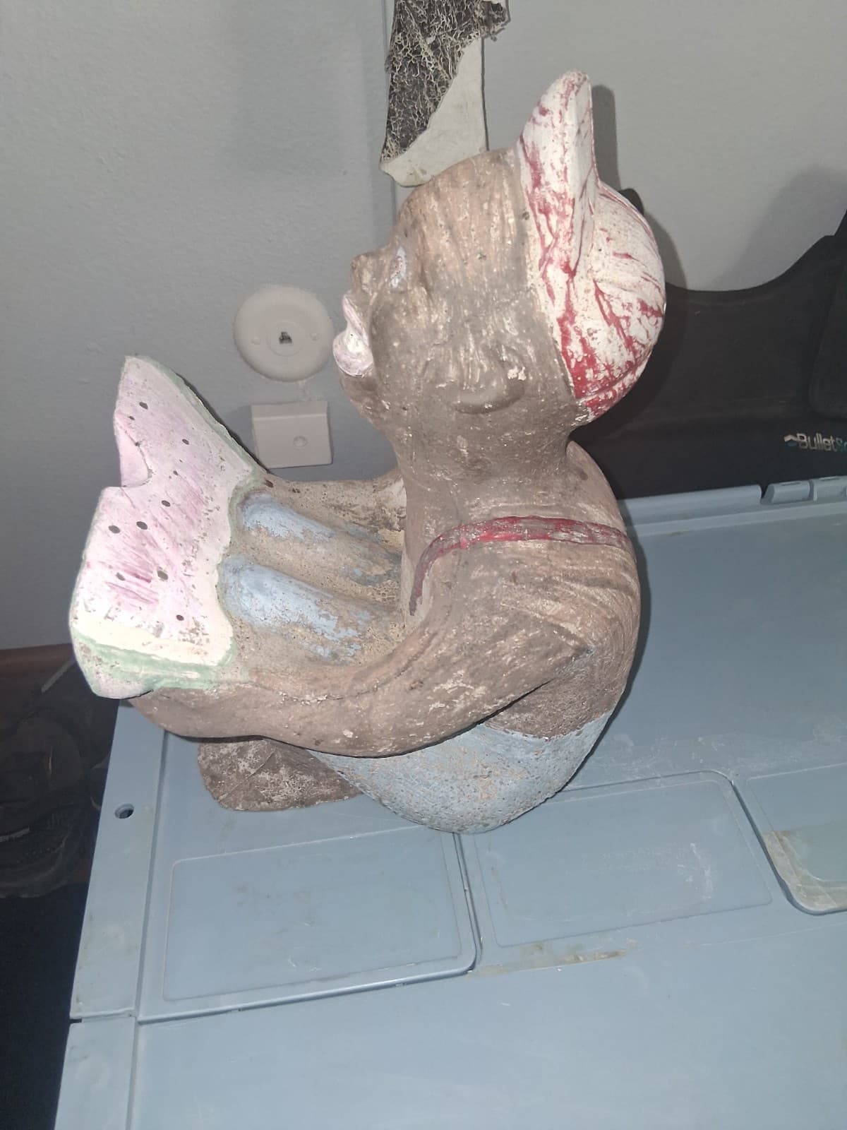 Vintage 1955 Concrete Watermelon Boy Statue Original  5