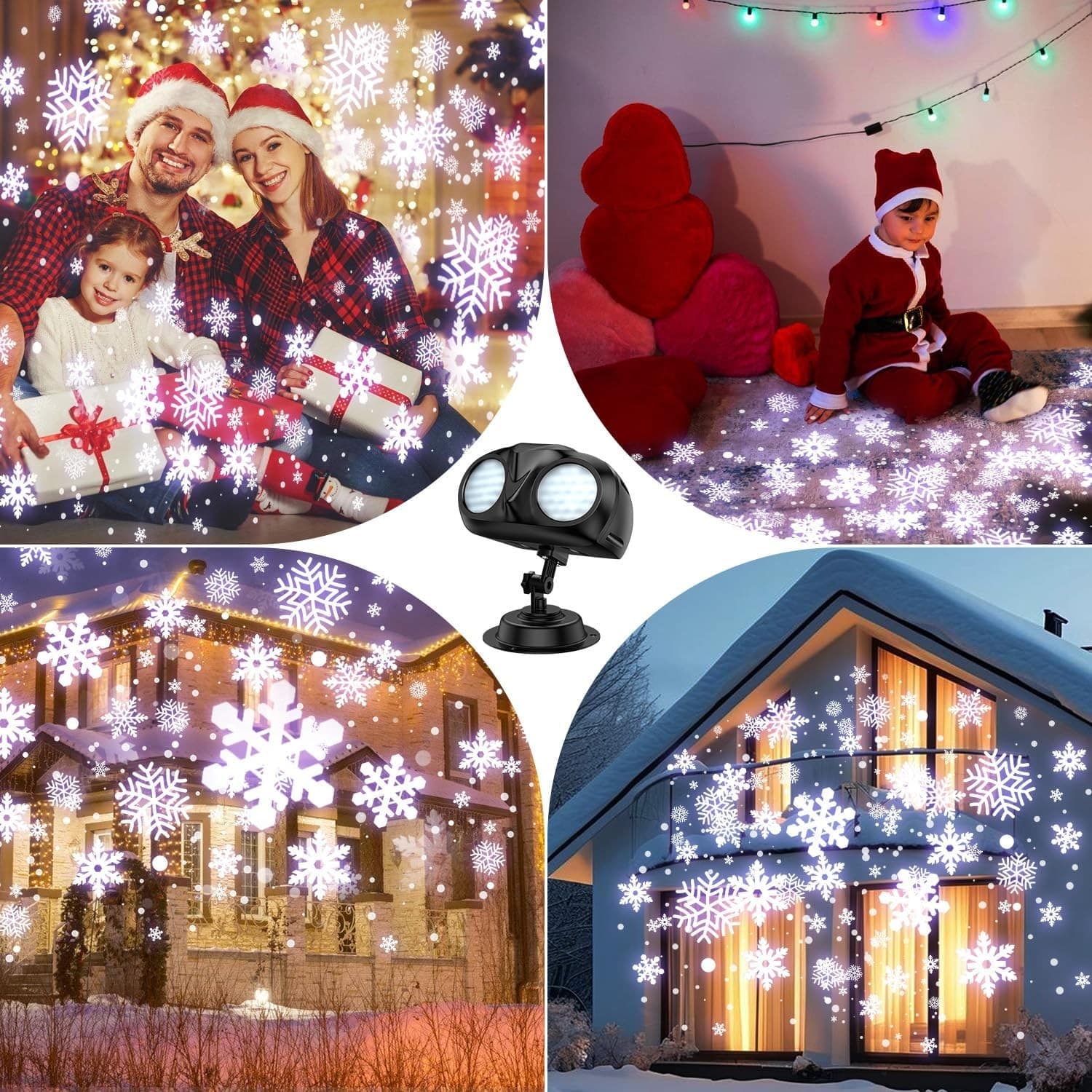 Christmas Projector Snowflake LED Moving Snowfall Laser Light Outdoor Landscape 3