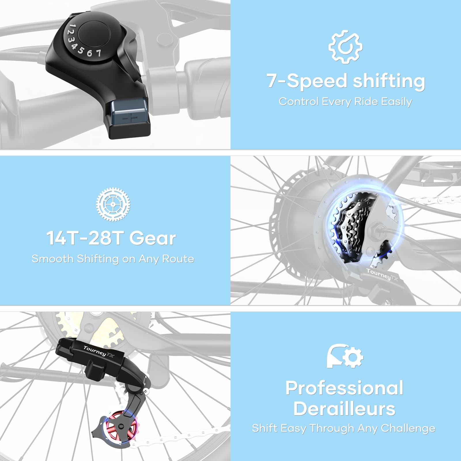 Electric Mountain Bike Peak 1500W 48V 26" City Bike 65 Miles EBikes Adults Teens 5