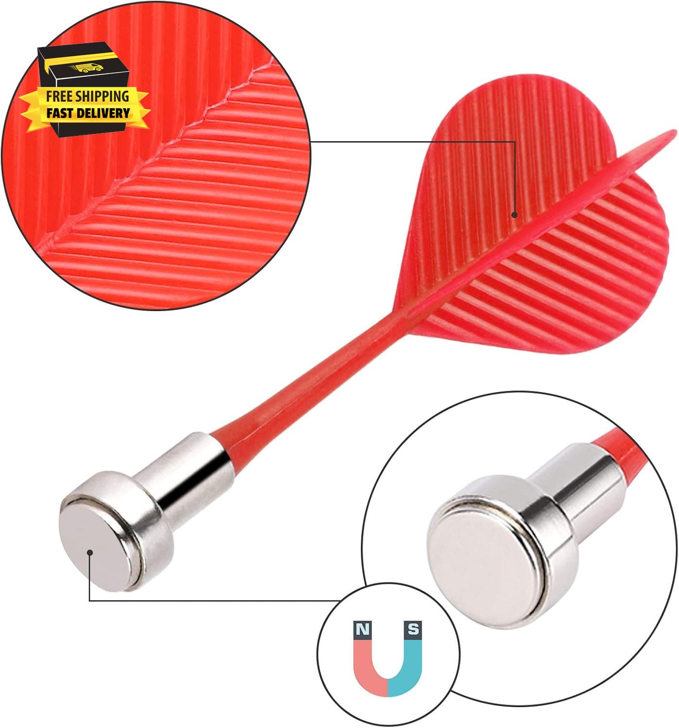 36Pcs Magnetic Darts, Magnetic Darts Replacement for Magnetic Dartboard, Plastic 3