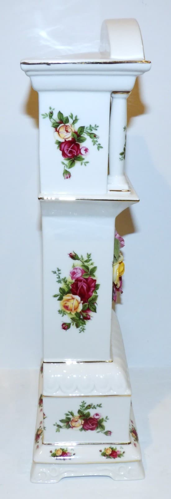 GORGEOUS ROYAL ALBERT OLD COUNTRY ROSES 15 3/4" GRANDFATHER CLOCK 5