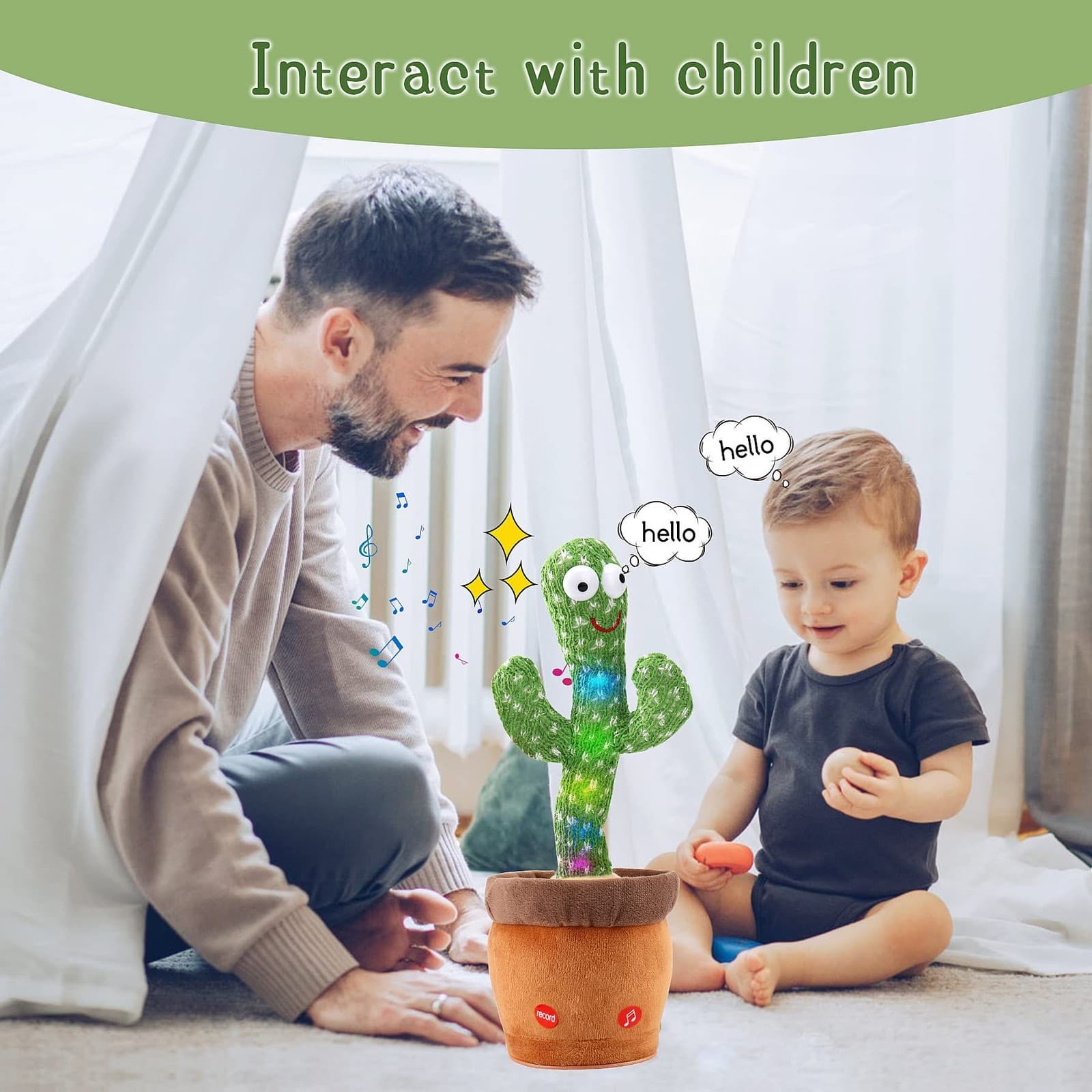 Baby Dancing Cactus Talking Cactus Toys; Wriggle Singing Cactus Repeats What You 6
