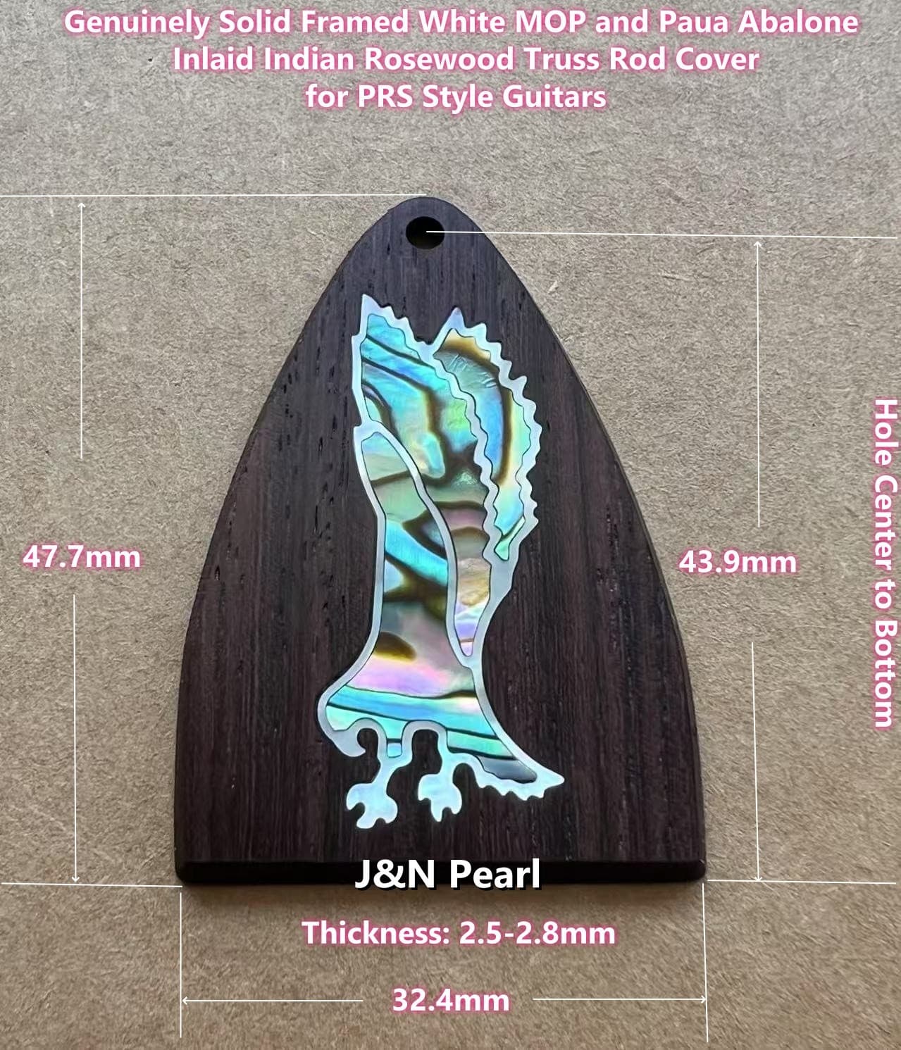1pc Rosewood Truss Rod Cover Inlaid Framed WMOP & PA Eagle For PRS Guitar
