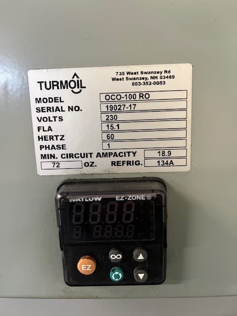 Turmoil OCO-100 RO  Oil Refrigerated Chiller Cooling Unit 240V 1 Ph 3