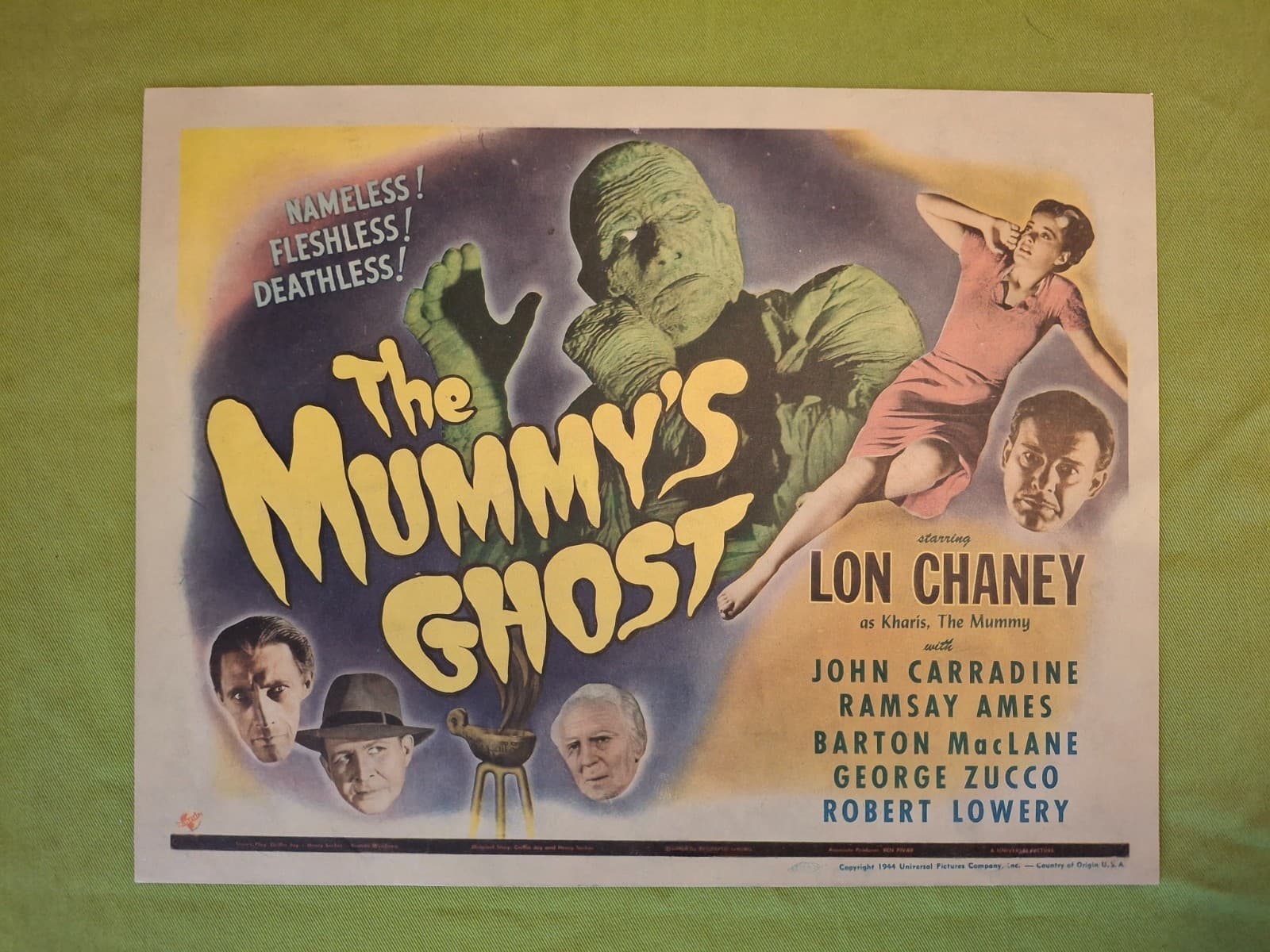 THE MUMMY'S GHOST Original Lobby Card 1944 Universal, Lon Chaney, Frankenstein 5