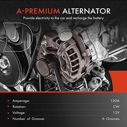  Alternator Compatible with Pontiac G8 2008-2009 V6 3.6L, 12V 120Amp Clockwise  3