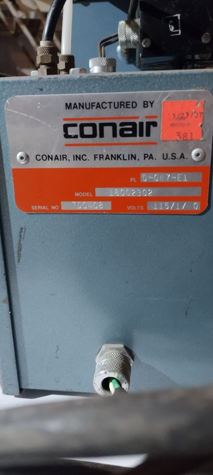 CONAIR Injection Plastic Process Hopper/DEHUMIDIFIER UNIT OLD SCHOOL 3