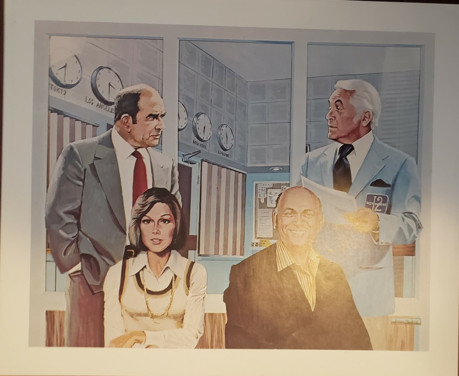 VINTAGE TV LITHOGRAPH ~ Mary Tyler Moore Show Lou Grant 1974 Poster John Solie ~