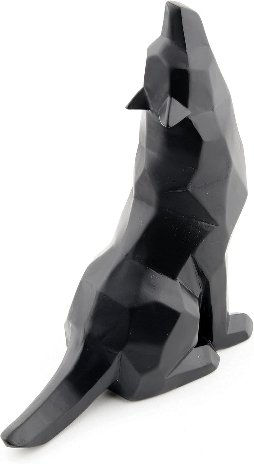 Black Wolf Howling Wolf Figurine Statue for Home Decor 3