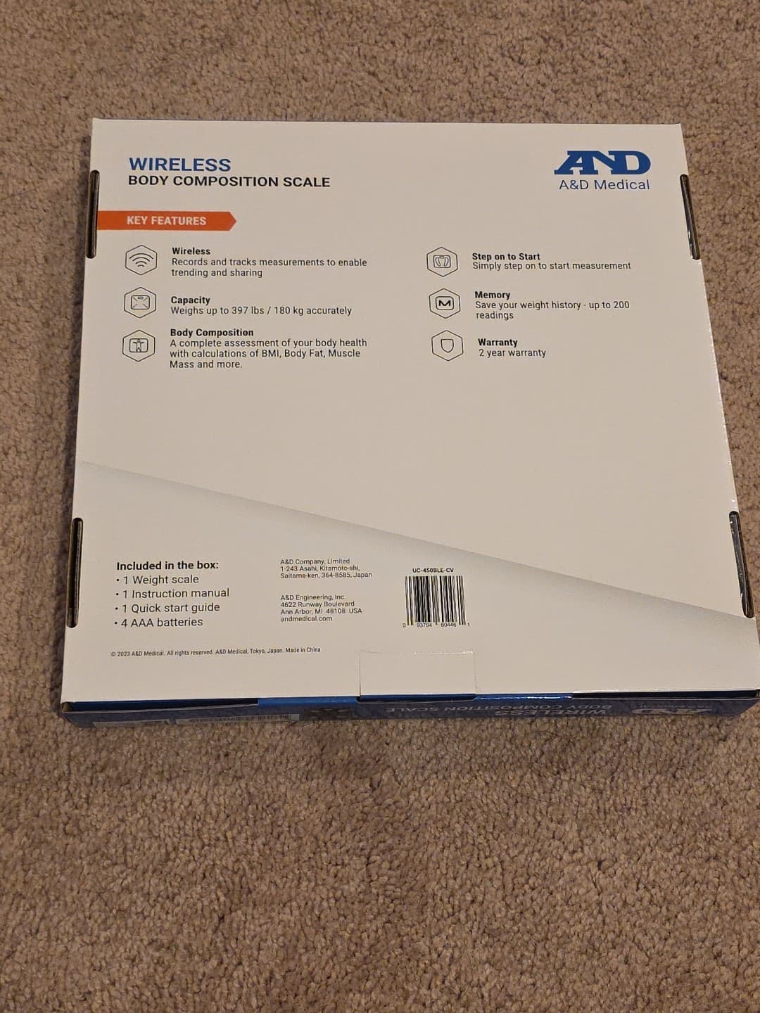 A&D Medical UC-450BLE-CV Wireless Body Composition Scale Brand New 3