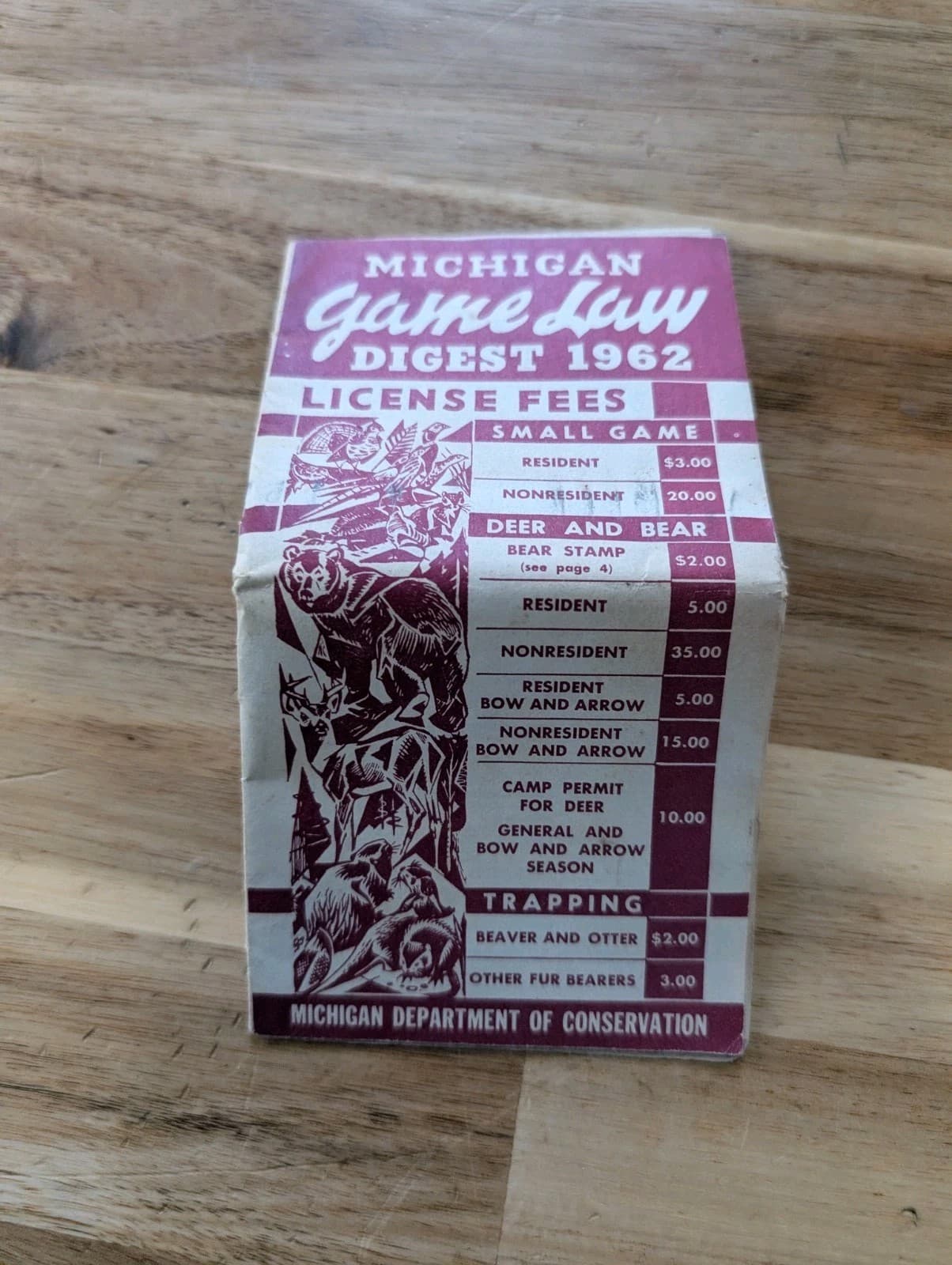 1962 MICHIGAN DNR HUNTING GAME LAWS DIGEST GUIDE 