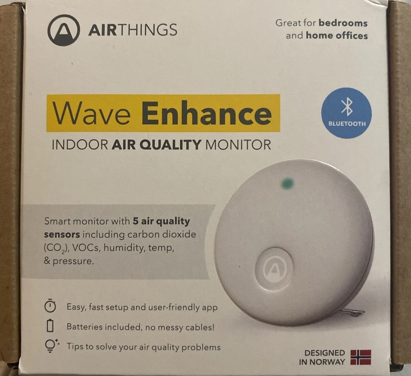Airthings Wave Enhancer Smart Indoor Air Quality Monitor WORKS WITH ALEXA