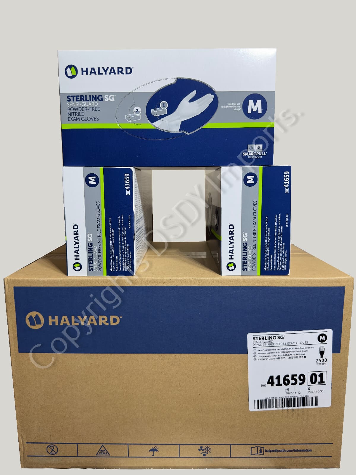 2500 HALYARD NITRILE STERLING SG EXAM GLOVES (1xCASE) (L/M/S powder & latex free 2