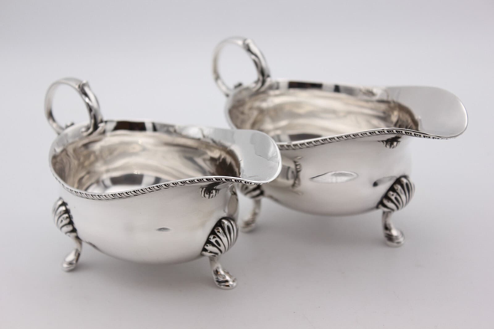 Sterling Silver pair of Sauce Boats Gadroon Edge London 1938/9 by Edward Barnard 2