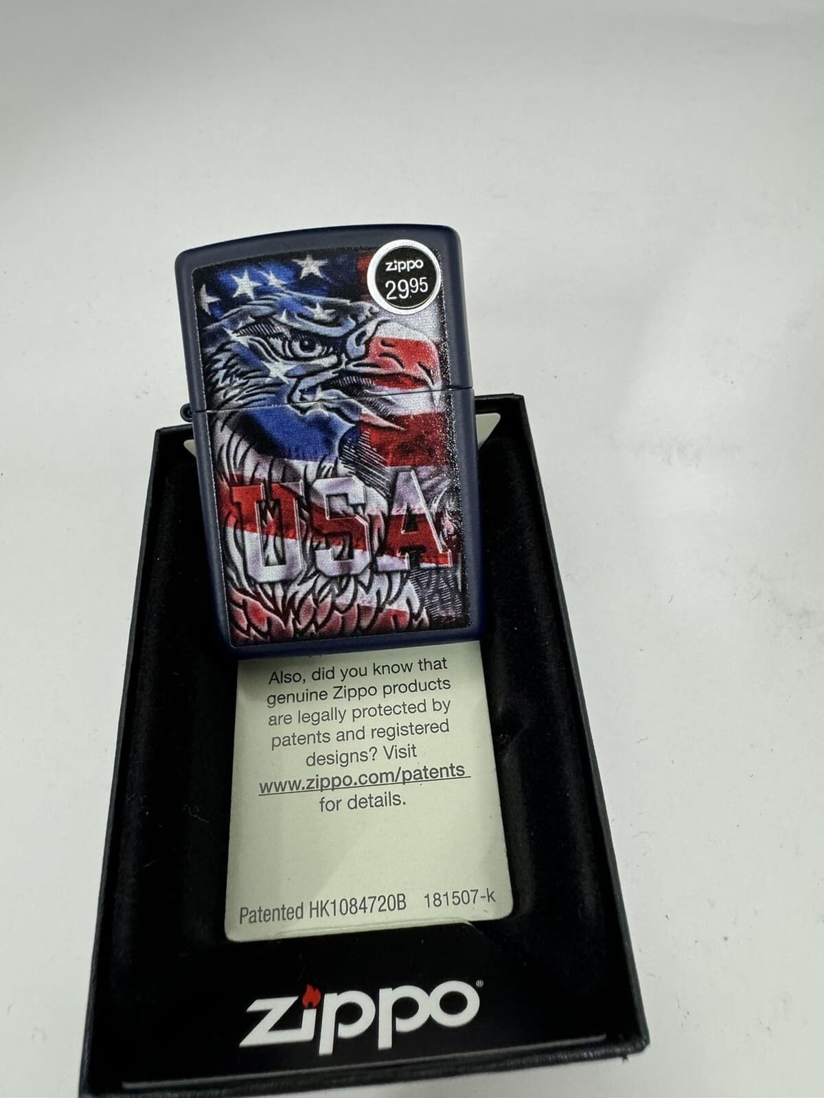 Zippo Americana USA Eagle Flag Pattern Lighter 48189 - Red White Blue - New 2