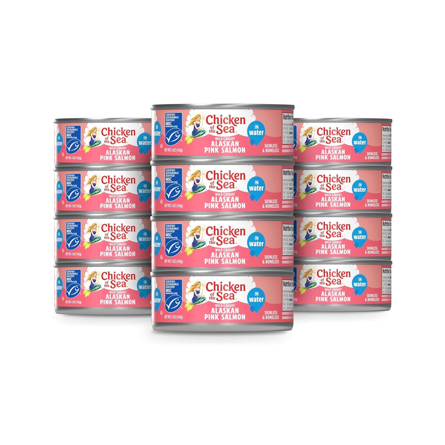 Chicken of the Sea Alaskan Pink Salmon in Water, 5 Oz. Cans (Pack of 12), Wild C