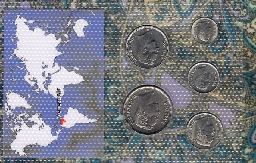 Kursmünzensätze Der Welt Venezuela UNC w/card All 1990 but 5 Bolivars 1989 4