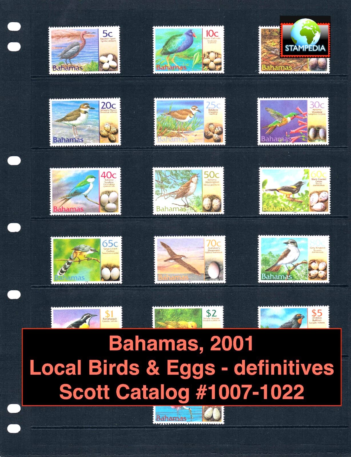 $73.30 Scott Value - 2001 BAHAMAS Birds & Eggs definitives CV MNH NH UMM
