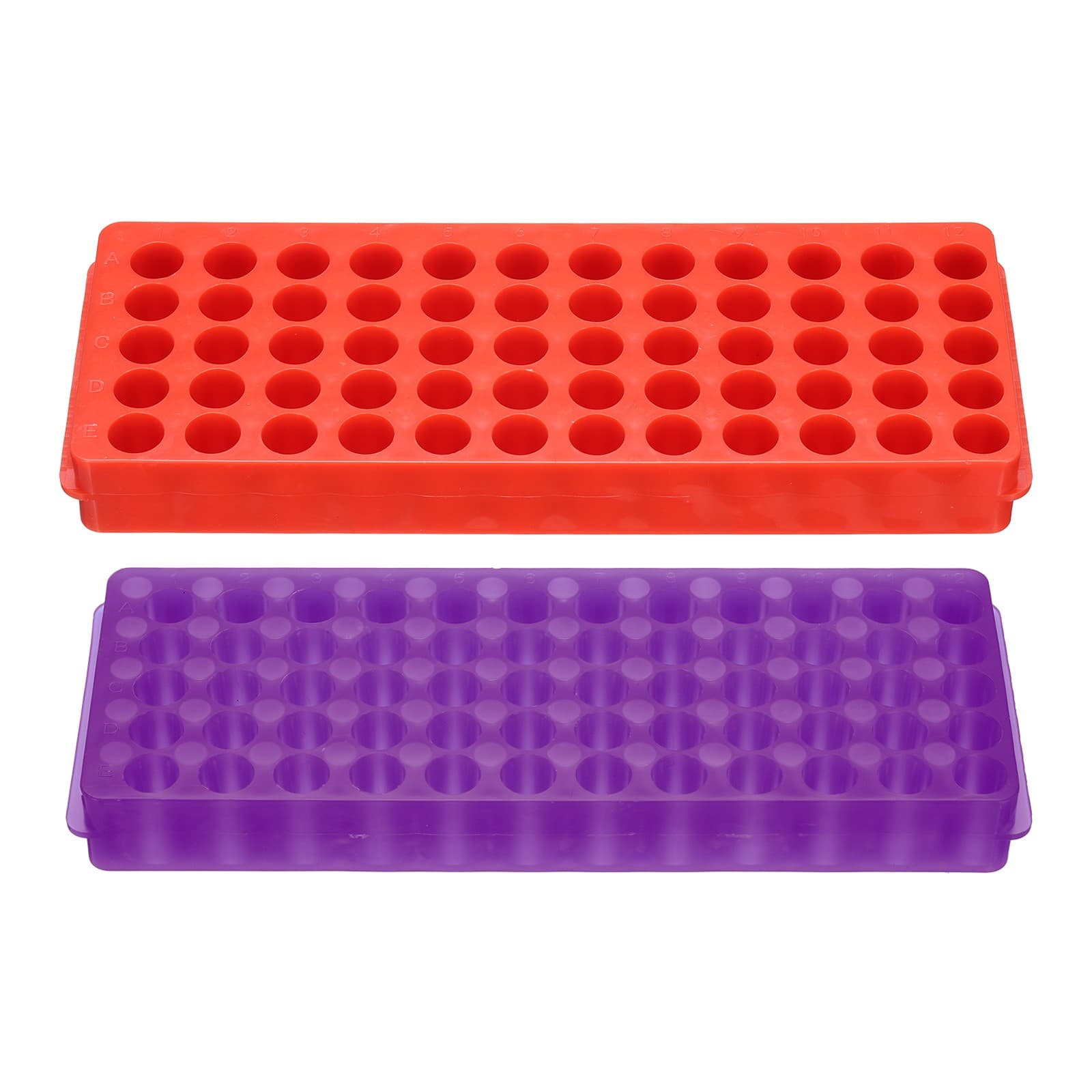 60 Wells Tube Rack, 1set Vial Rack for Tubes 0.2/0.5/1.5/2ml, Red,Purple