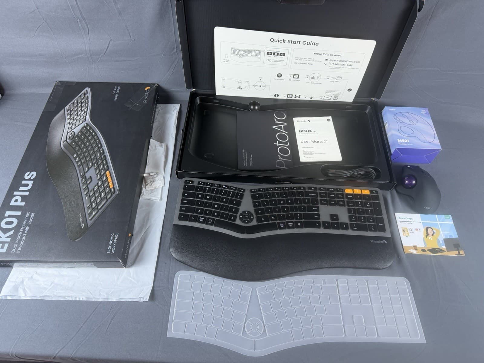 ProtoArc Wireless Keyboard And Nulea Mouse Combo EK01 / M501 Full Size Ergonomic