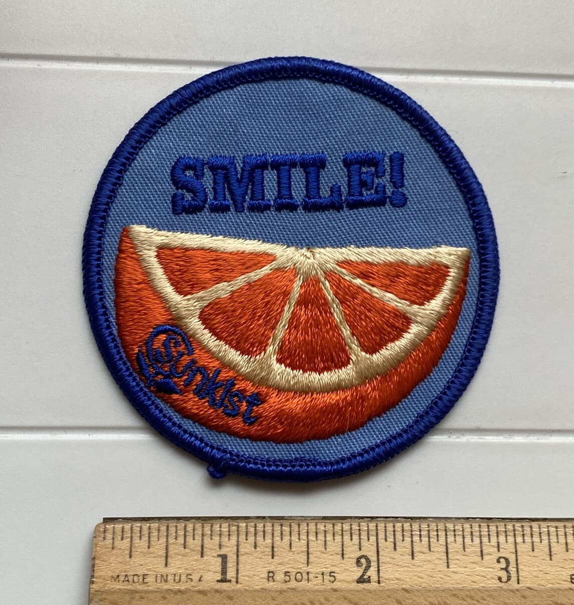 Sunkist Smile! Orange Slice Wedge Citrus Fruit Souvenir Round Embroidered Patch