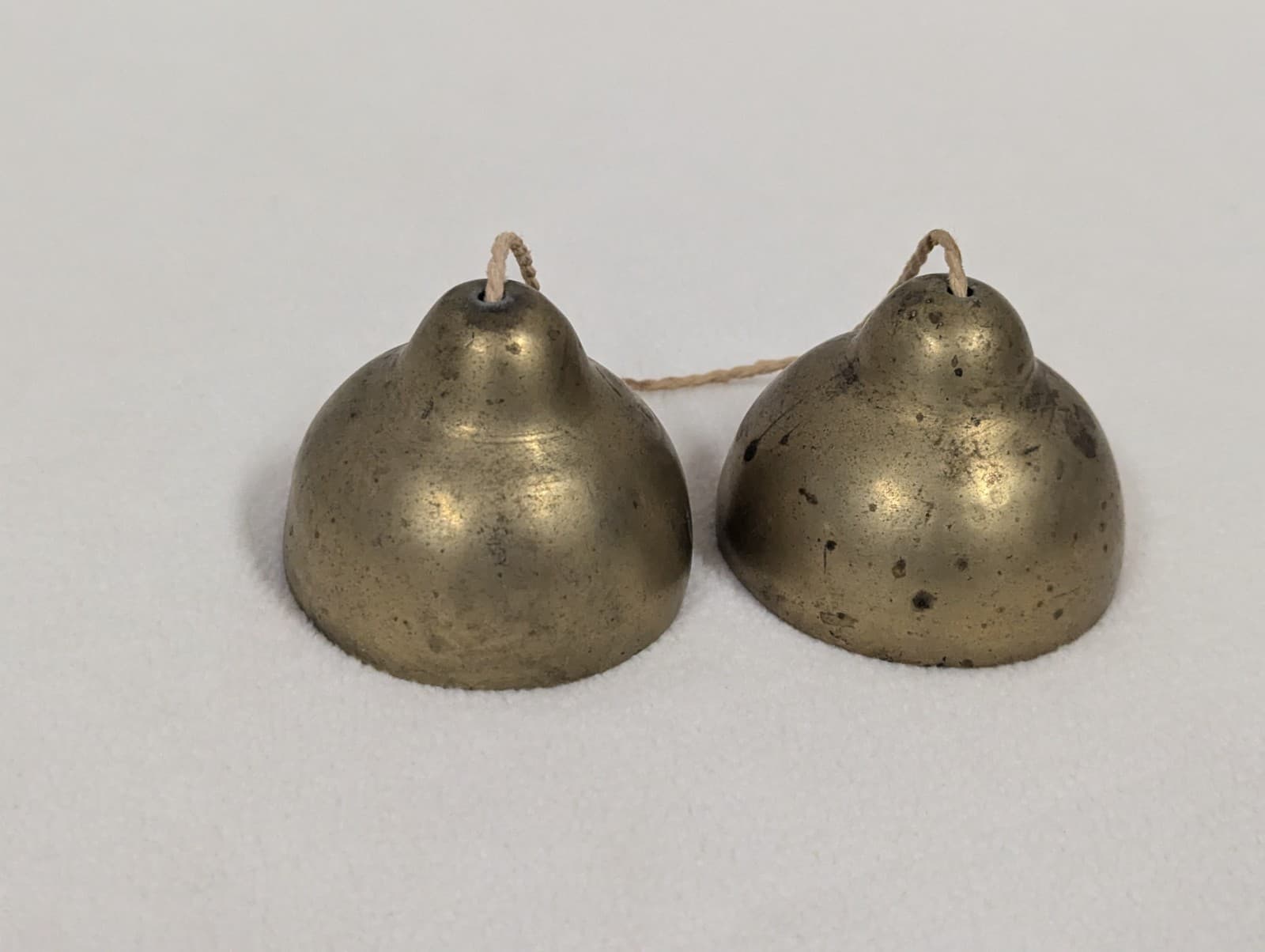 Vtg Antique Brass Chinese Finger Si Cymbals Clapper Musical Instrument Pengling 2