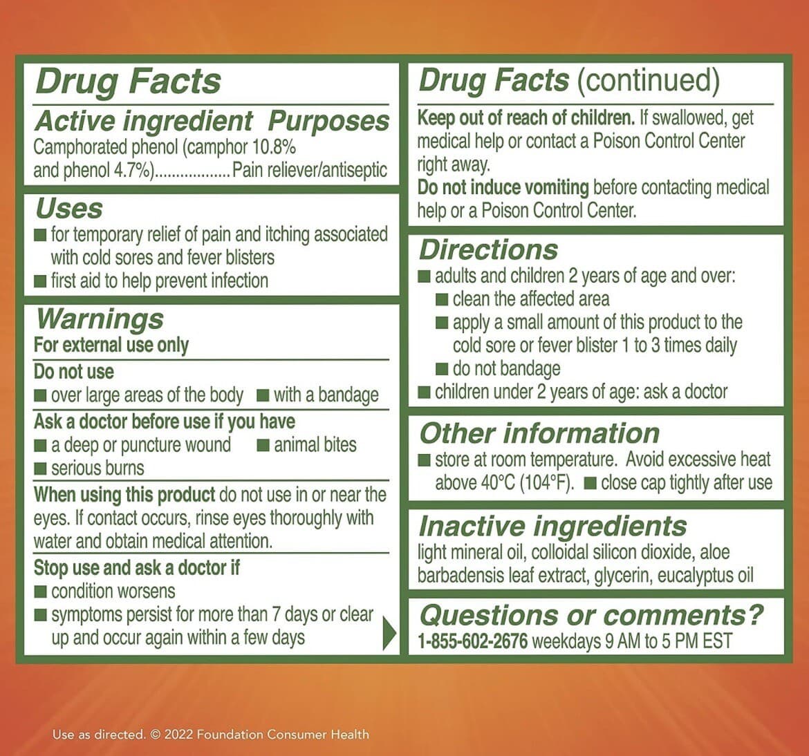 Campho Phenique Cold Sore and Fever Blister Treatment for Lips, Maximum Strength 4