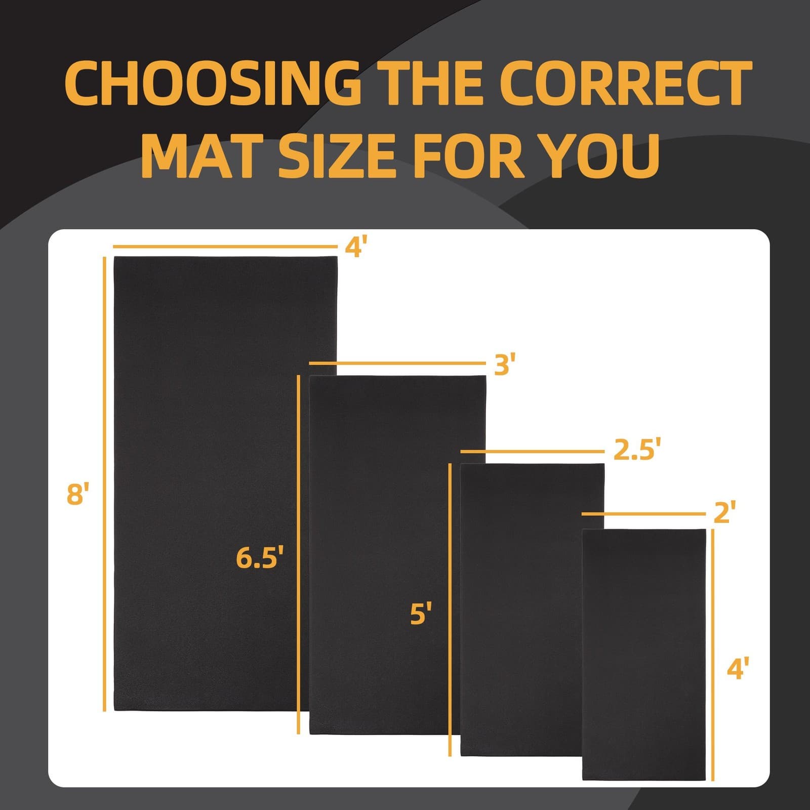 Elevon 2' x 4' High Density Gym Fitness Equipment Mat, Floor Protection, Black 6