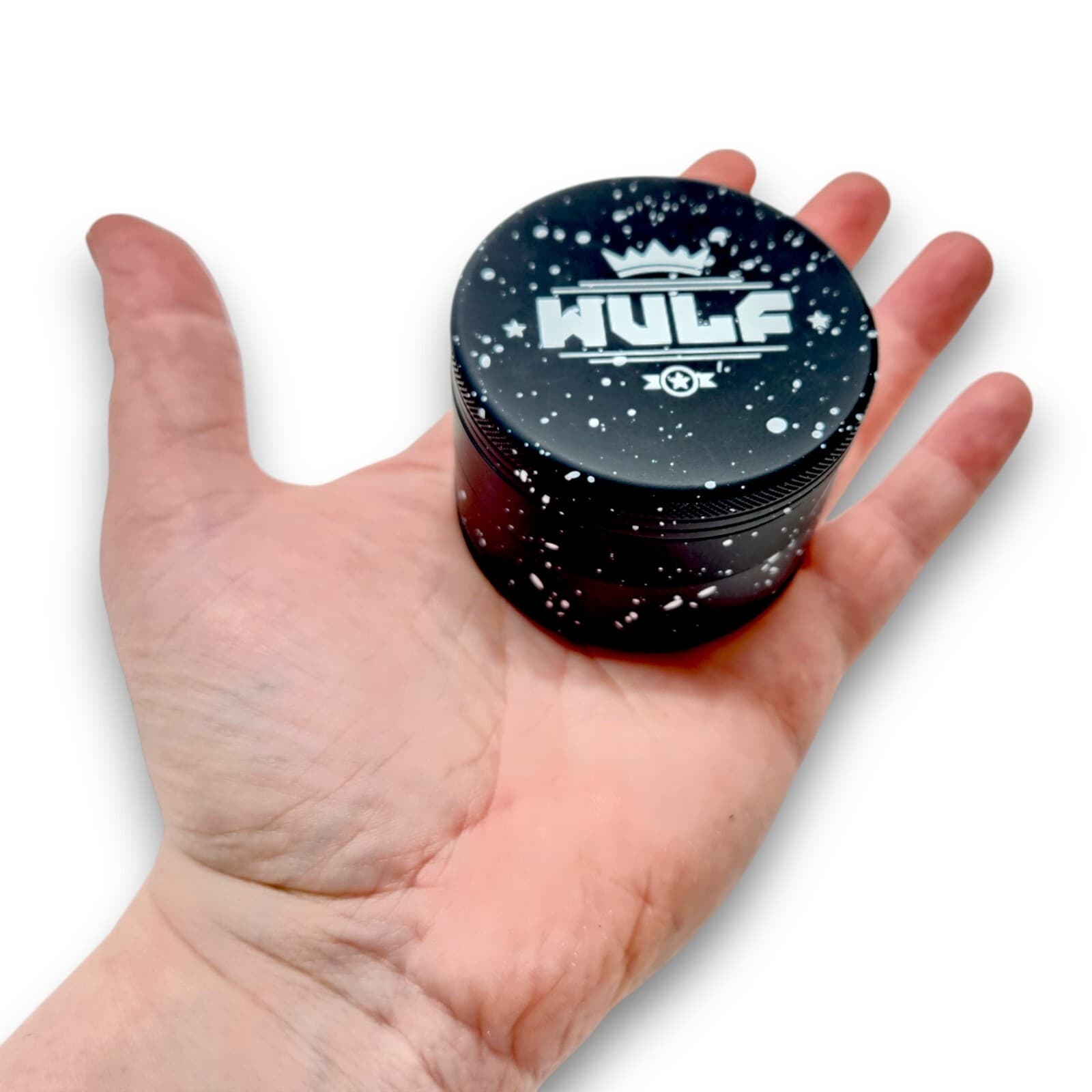 2.5" WULF High QUALITY ALUMINUM 4 Piece Tobacco Herb Grinder - BLACK WHITE 5