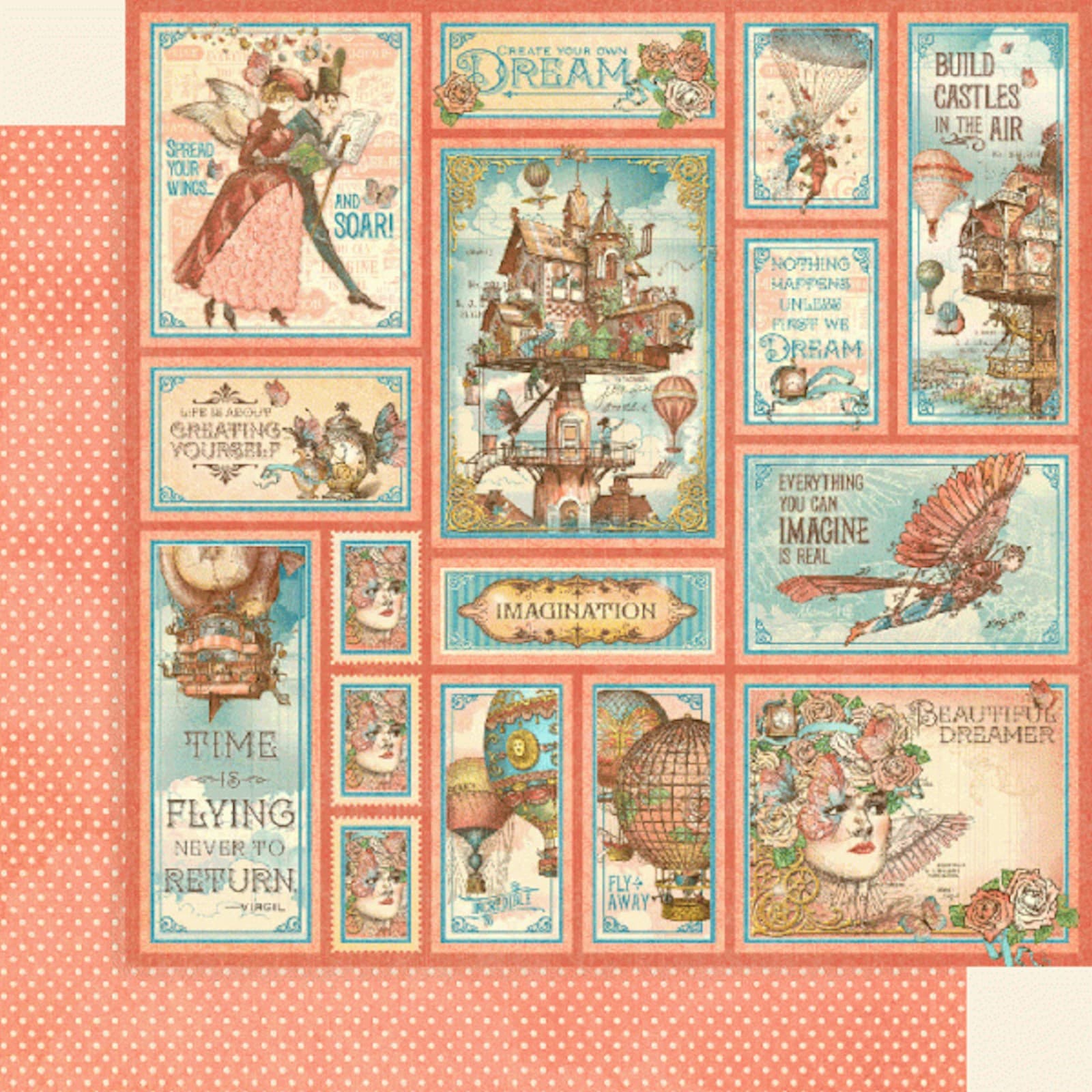 Graphic45 IMAGINE 8-PACK 12x12 DOUBLE-SIDED PRINTED CARDSTOCKS 6