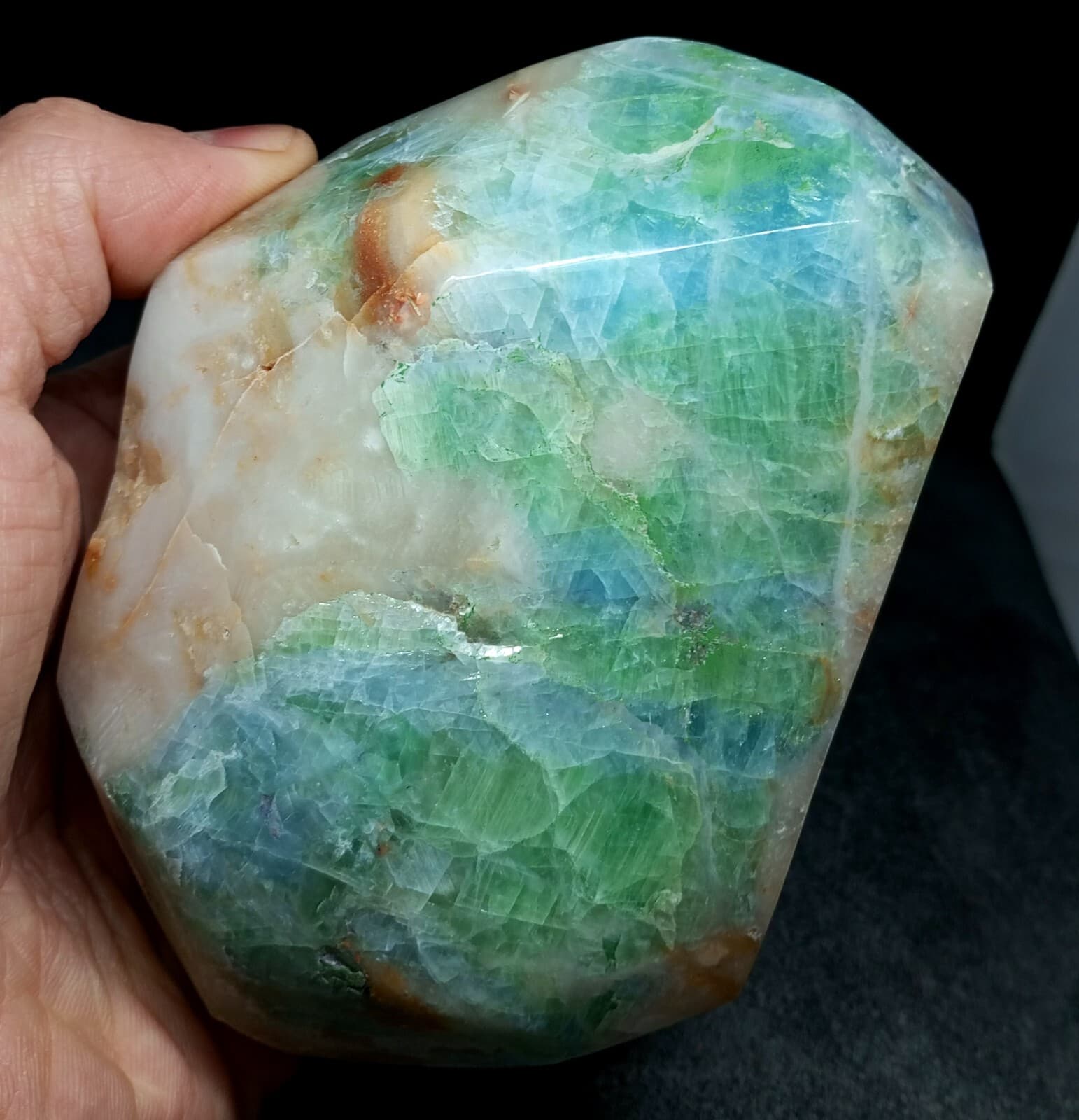 Mirror Polished Marvelous Blue Green Fluorite Uv Reactive Fluorescent