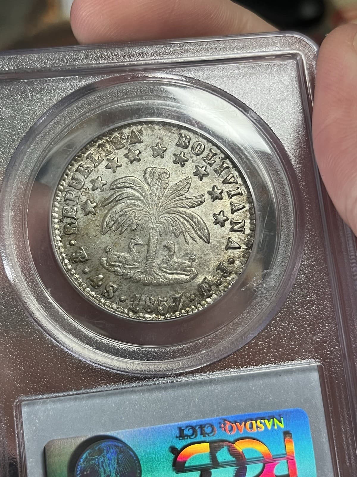 1857 PTS Bolivia 4 Soles PCGS MS62 4