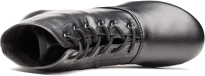 JooCare Men's Black Leather Jazz Boots Split Sole Dance Shoes(8 US, Black) 5