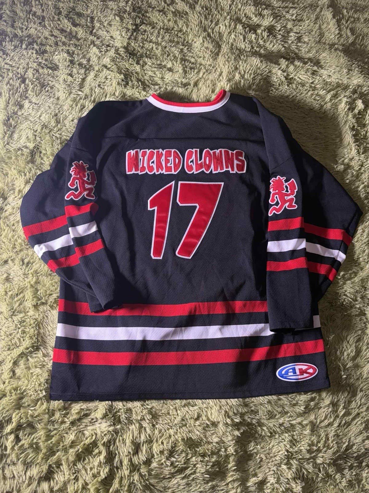Rare ICP Insane Clown Posse Wicked Clowns Black And Red Hockey Jersey Size 2XL!! 2
