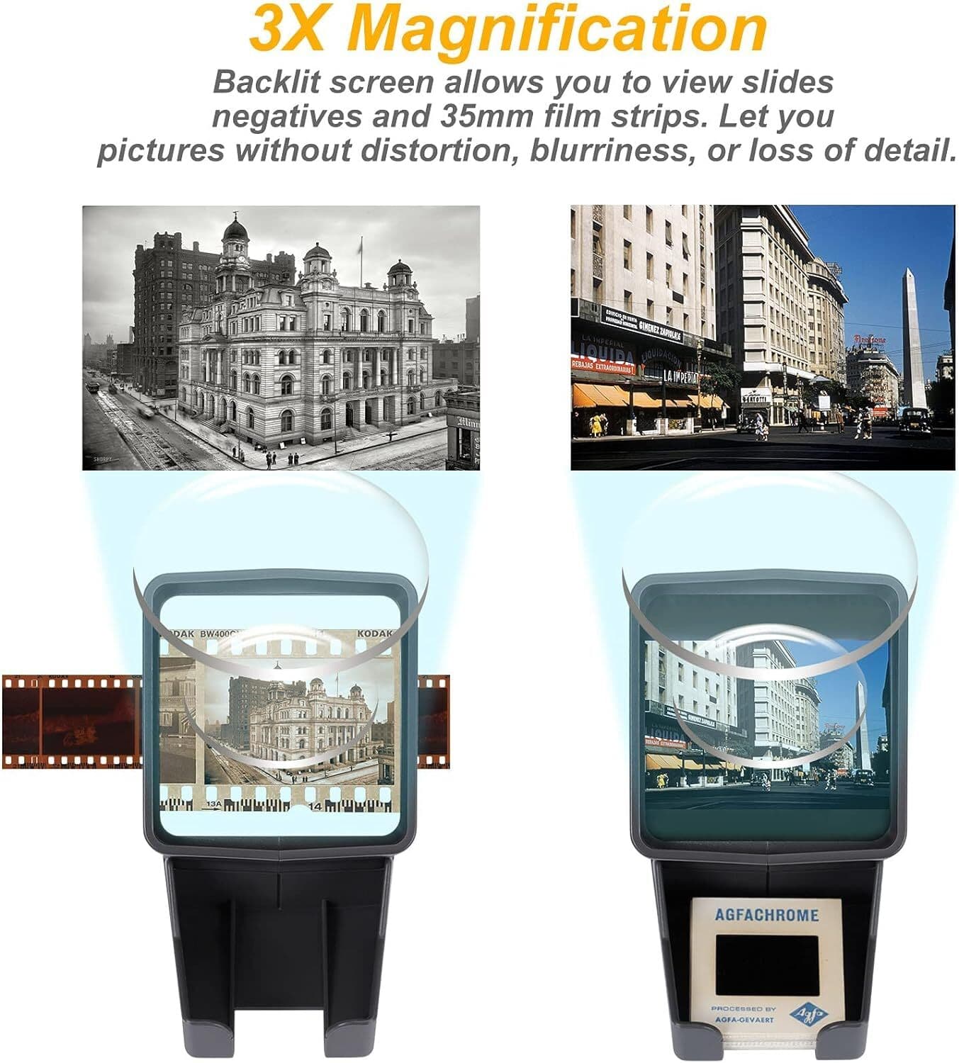 35Mm Slide Viewer, Film Negative And Slide Viewer With 3X Magnification And Led  3