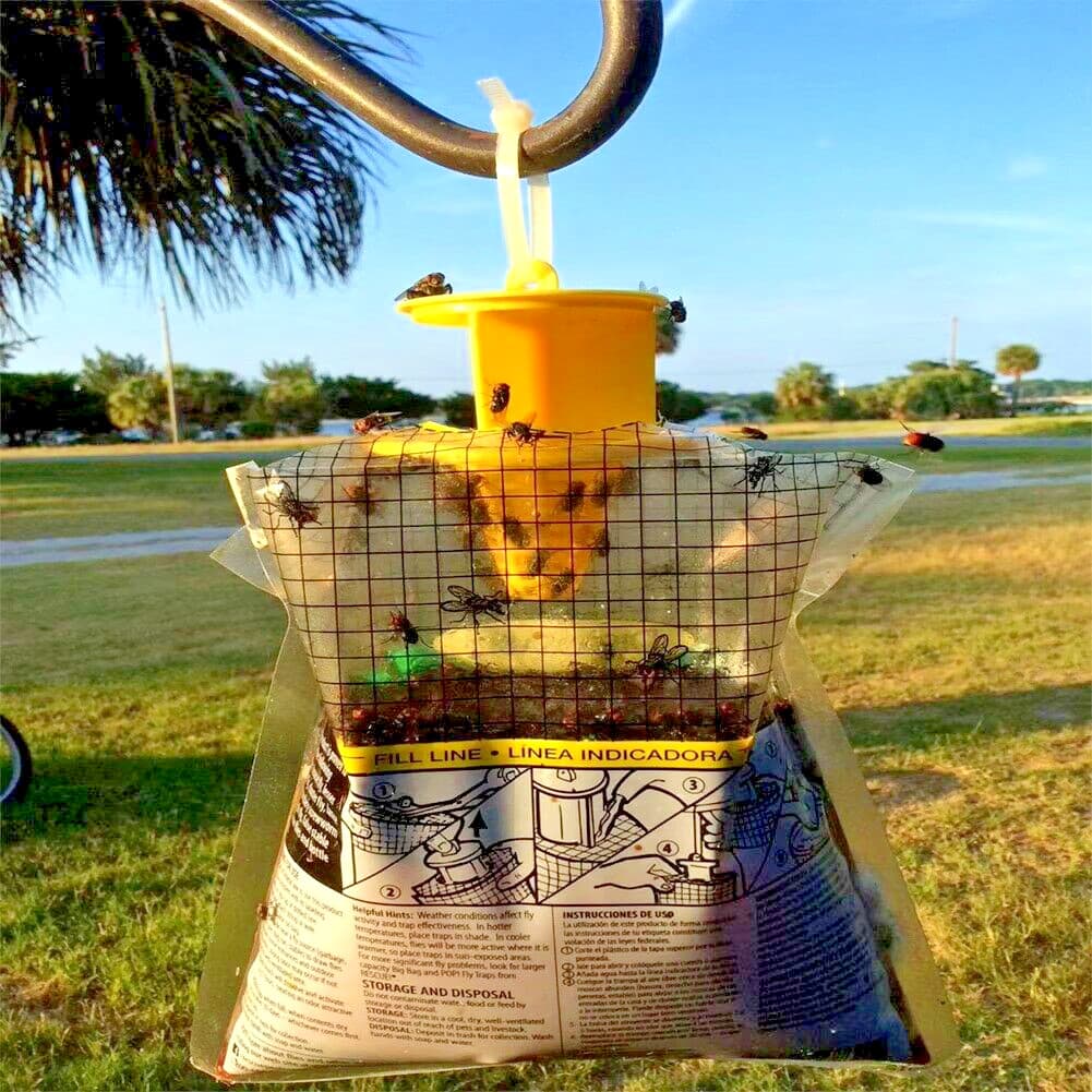 10 Pack Outdoor Fly Traps, Disposable Non Toxic Hanging Catcher Killer Large Bag 5