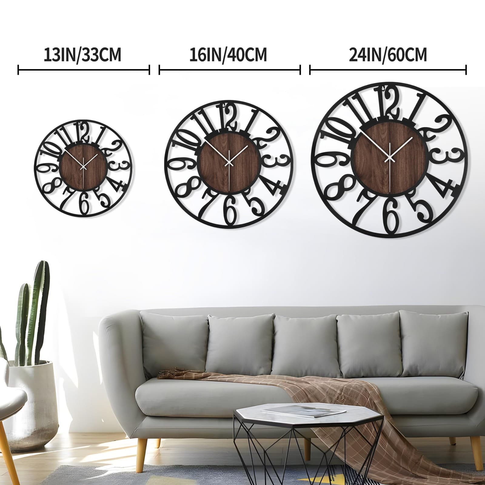 Large Wall Clocks,Silent,Non Ticking,Battery Operated Small Vintage Round Mod... 2