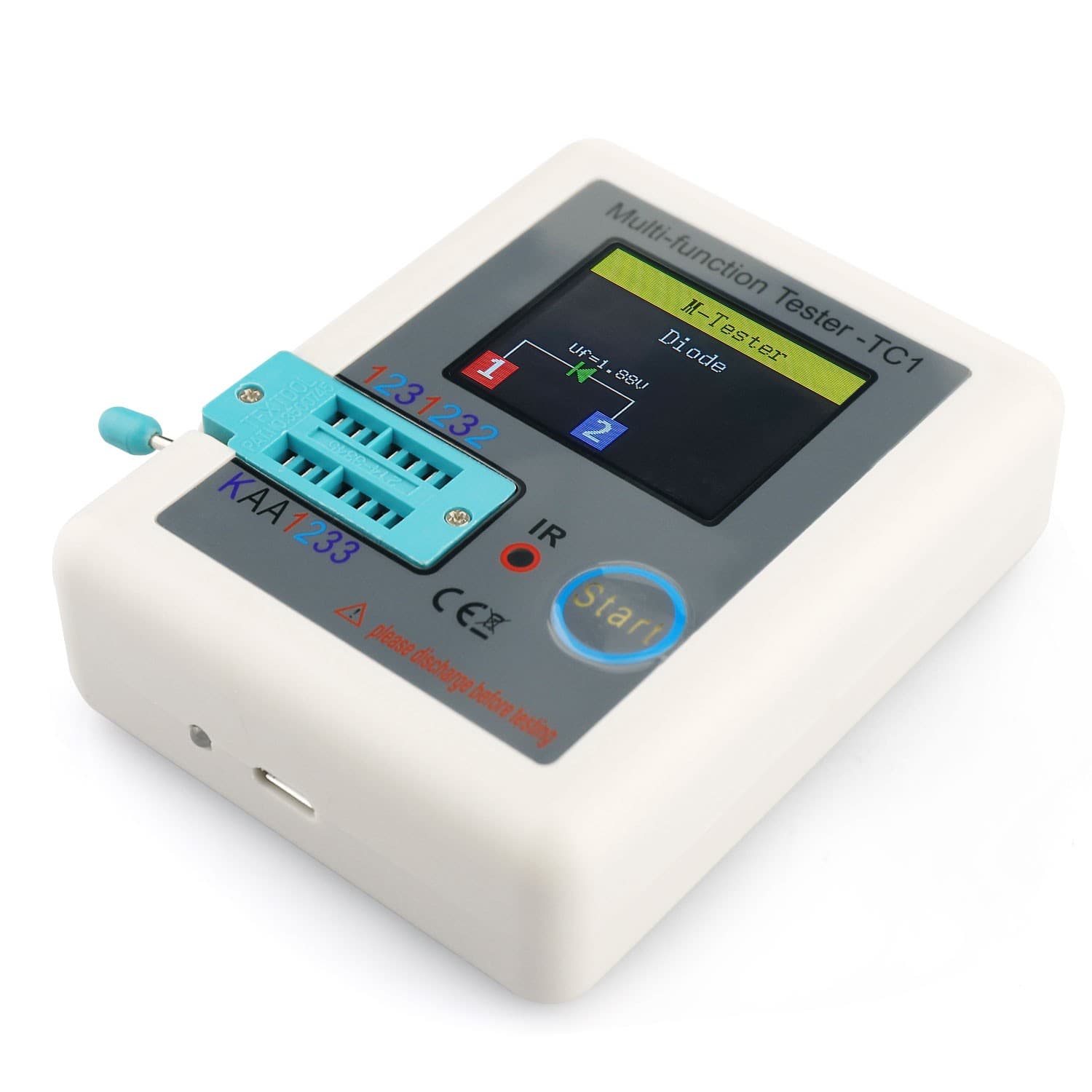 LCR-TC1 Transistor Tester Diode/Triode Capacitance Meter LCR ESR NPN MOSFET US 6