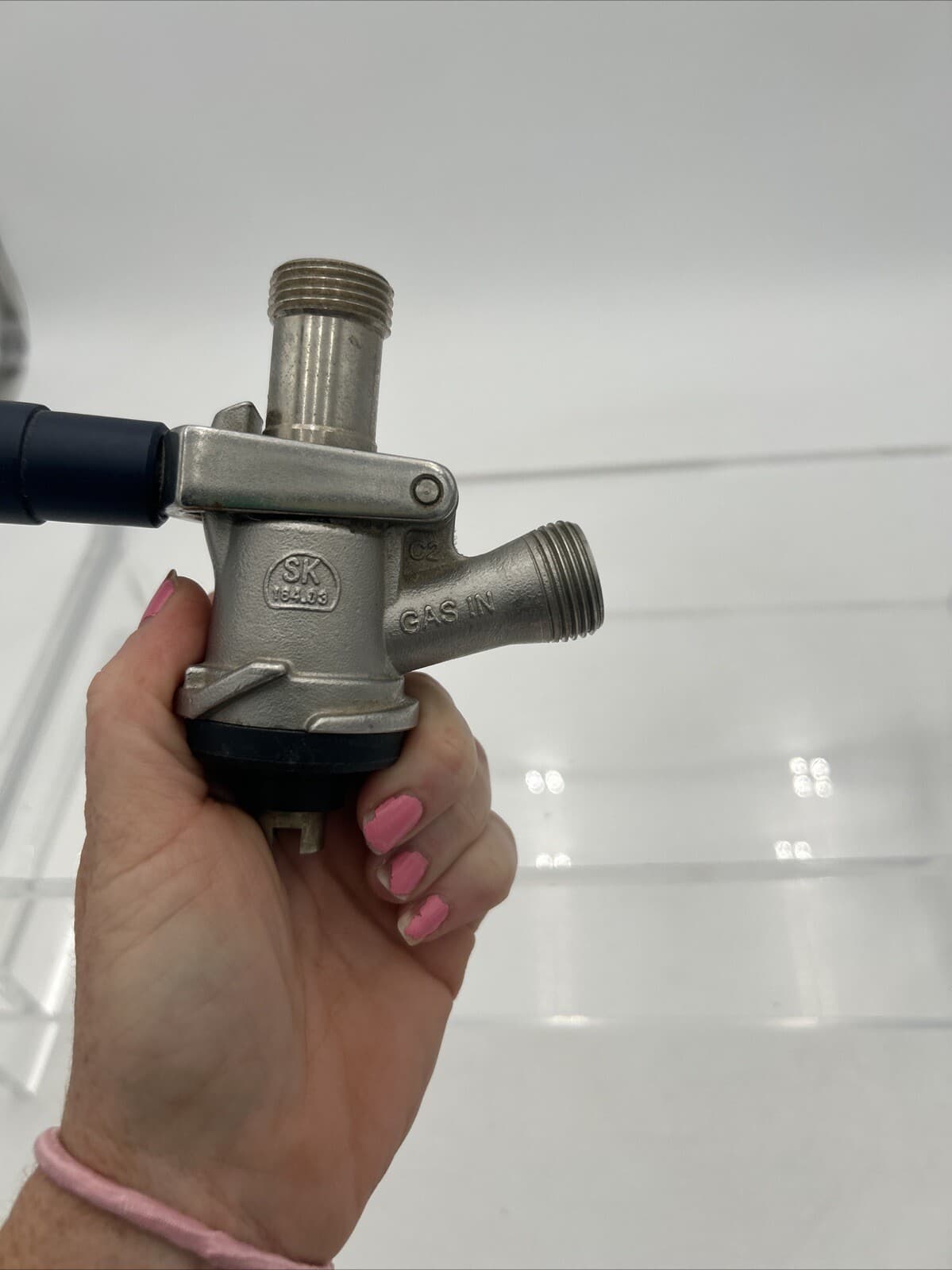 MicroMatic System Keg Tap Coupler, Stainless Steel Probe, Blue Handle 5