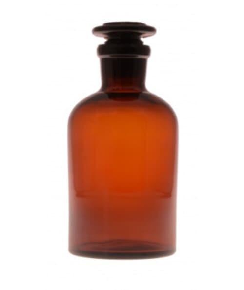 Amber Glass REAGENT BOTTLE with Ground In Glass Stopper CHEMICAL, LIQUID STORAGE