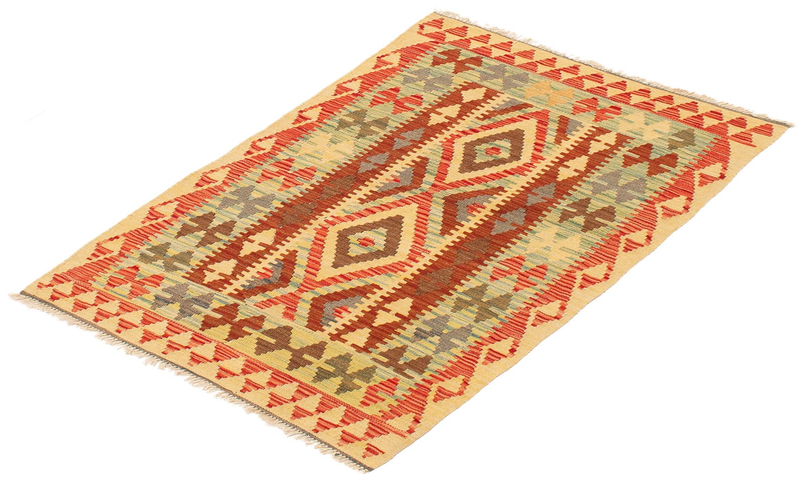 Vintage Geometric Hand Woven Carpet 3'3" x 4'11" Traditional Wool Kilim Area Rug 2