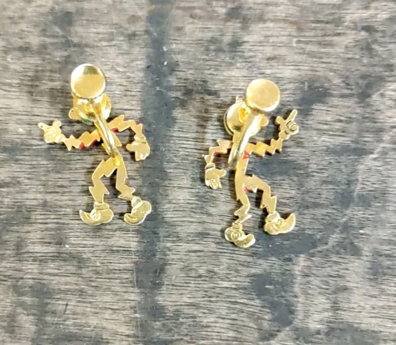 VINTAGE 1950s REDDY KILOWATT SCREW BACK EARRINGS  4