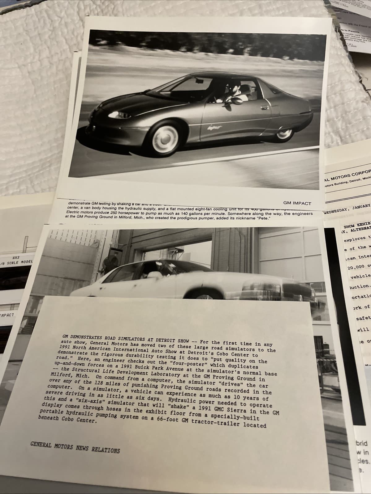 Rare NOS 1991 GM Auto Show Press Kit.  Impact EV1 + HX3 Hybrid Concept Car LOOK! 5