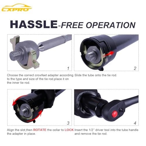 Inner Tie Rod Removal Tool Kit, Inner Tie Rod Tool Set with 12 Crowfoot  6