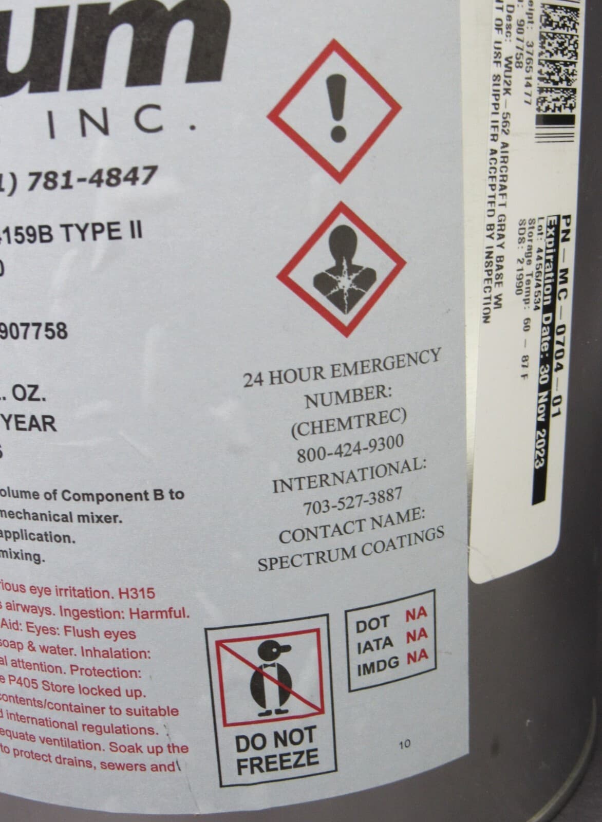 Spectrum MIL-DTL-64159B Type II PART A+B Urethane Coating AIRCRAFT GRAY 6