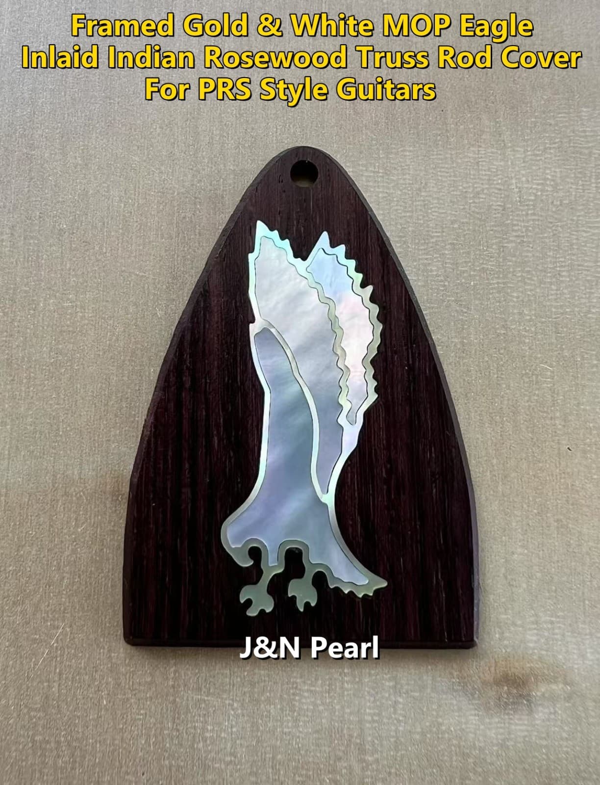 1pc Rosewood Truss Rod Cover Inlaid Framed Gold &White MOP Eagle for PRS Guitars 5
